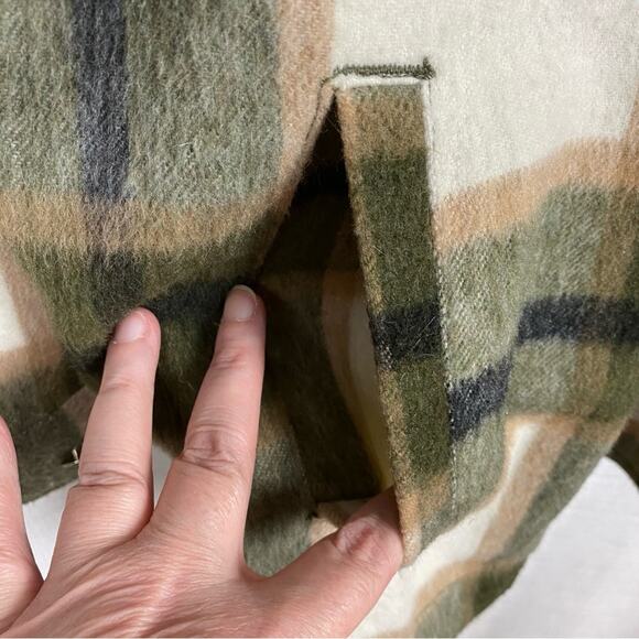 Zara Blogger Favorite Green&Beige Wool Blend Plaid Shacket Sz.M - Picture 9 of 15